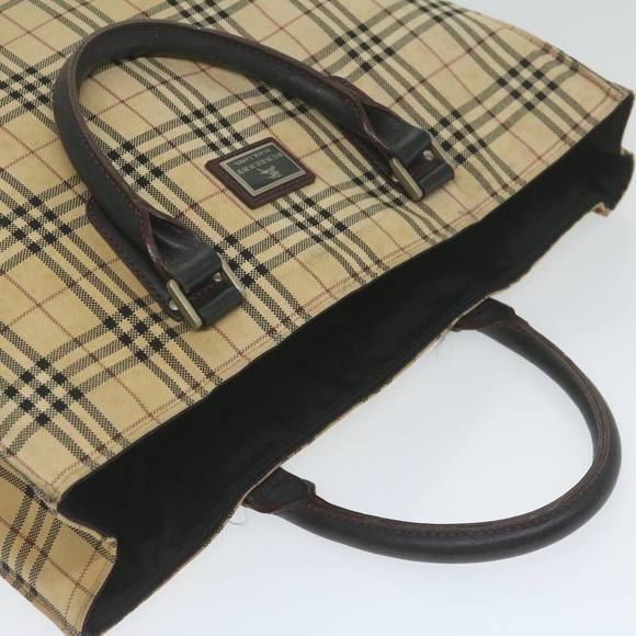 BURBERRY Nova Check Black label Hand Bag Canvas Beige Auth bs11104 - Picture 6 of 16